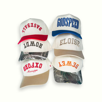 Custom Embroidered Camo & black Snapback Hat: Personalized Text camouflage cap