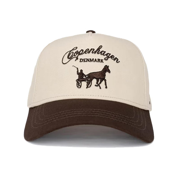 Vintage Copenhagen Trucker Cap: Handmade Embroidered Horse, Two-Tone