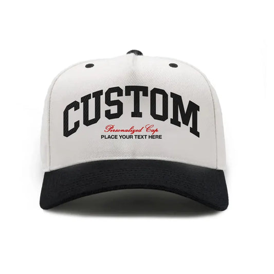 Custom Embroidered Two Tone Snapback Hat: Varsity Font