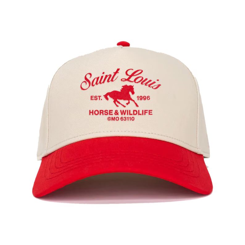 Vintage Saint Louis Horse Cap: Handmade Print, Two-Tone Trucker Hat