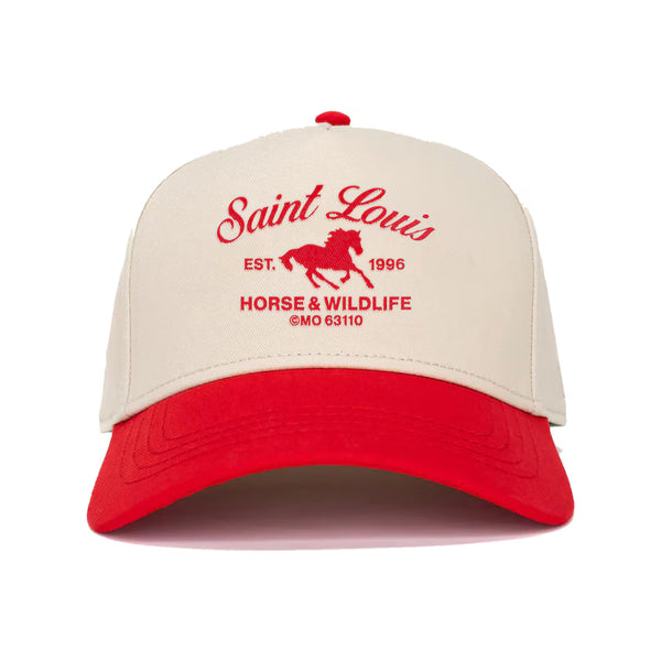 Vintage Saint Louis Horse Cap: Handmade Print, Two-Tone Trucker Hat