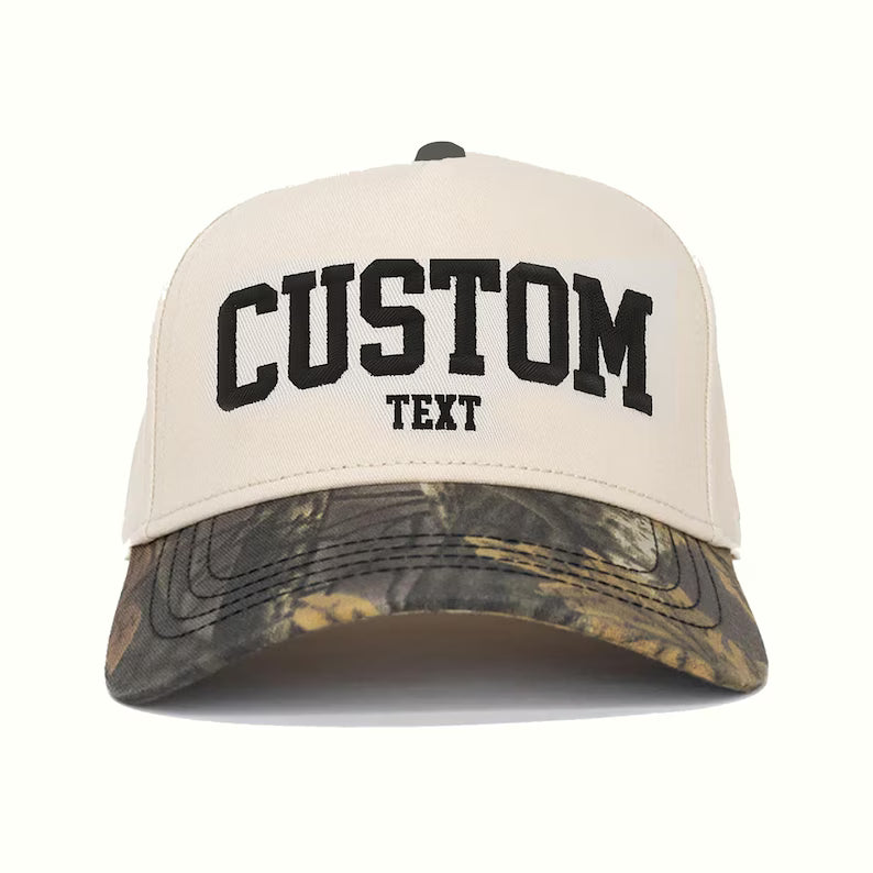 Custom Embroidered Camo Snapback Hat: Personalized Text