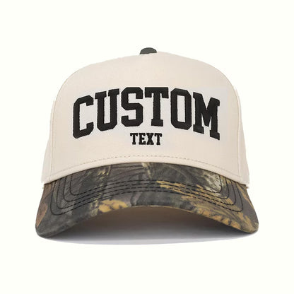 Custom Embroidered Camo Snapback Hat: Personalized Text