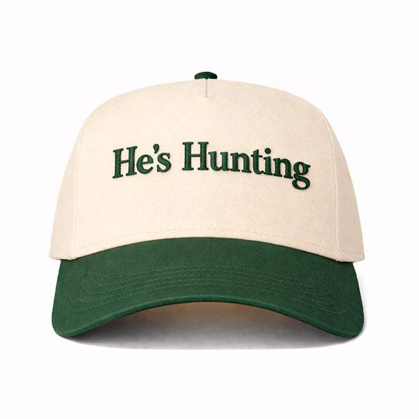 He's Hunting Puff Embroidered Trucker Cap, Camo Outdoor country Snapback Hat