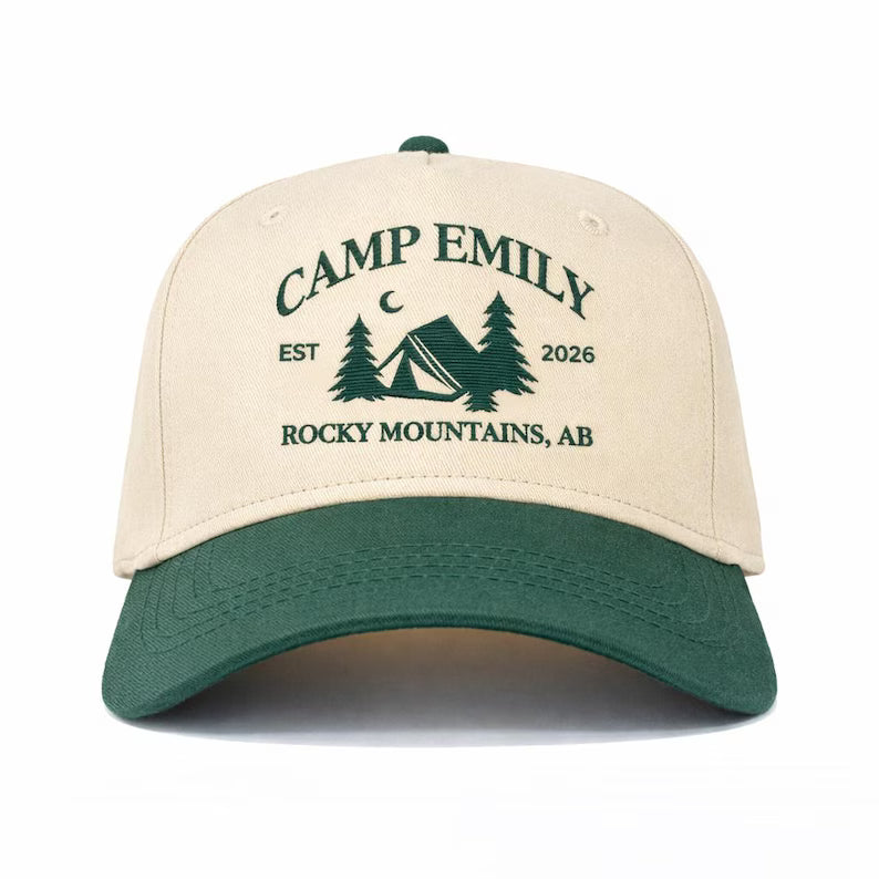 Custom Embroidered Camp Bachelorette Hats, Bride Squad Camping Trip Western Cowgirl Bach
