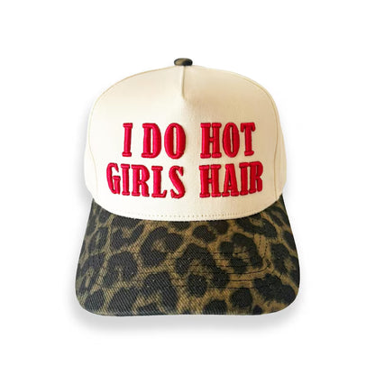 Custom Embroidered Snapback Cap, Two-Tone Leopard Trucker hat
