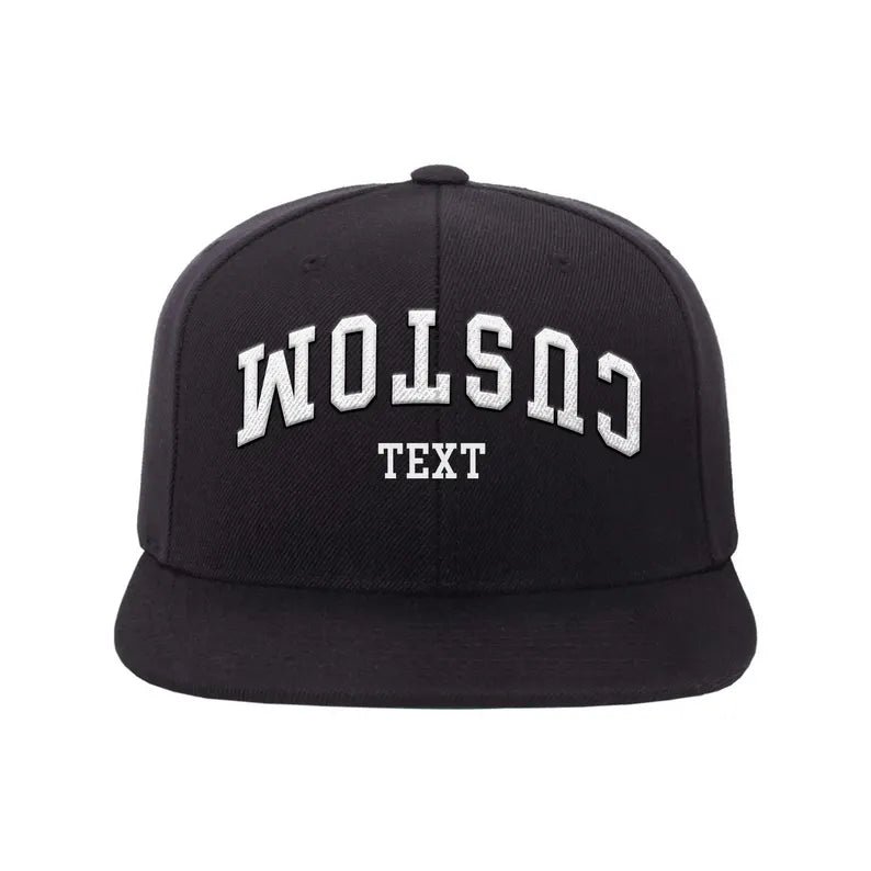 Embroidered Snapback Hat: Custom Two-Tone Arched Text