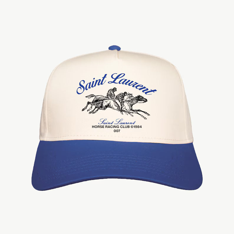 Vintage Saint Laurent Horse Racing Club Cap: Handmade Print