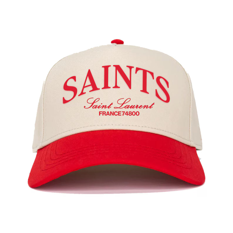 Vintage Style Saint Laurent Snapback: Two-Tone Cream & Black, Vinatge style Saints Cap