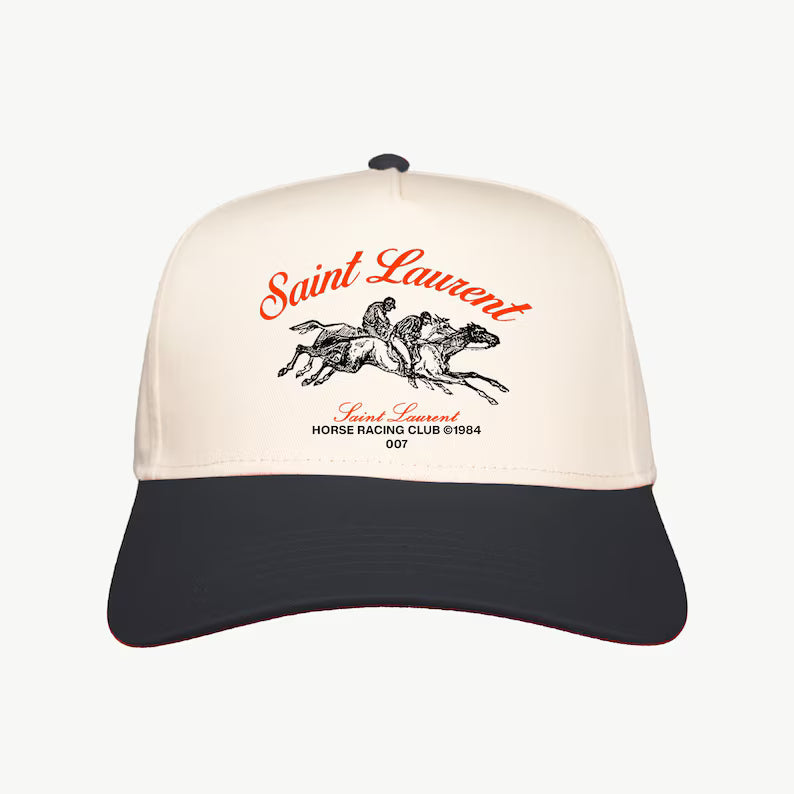 Vintage Saint Laurent Horse Racing Club Cap: Handmade Print