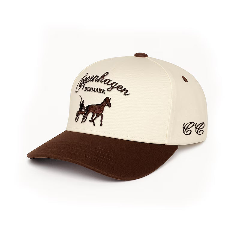 Vintage Copenhagen Trucker Cap: Handmade Embroidered Horse, Two-Tone
