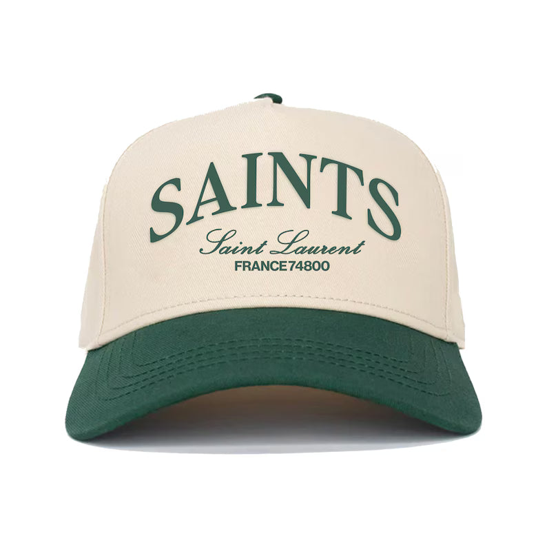 Vintage Style Saint Laurent Snapback: Two-Tone Cream & Black, Vinatge style Saints Cap