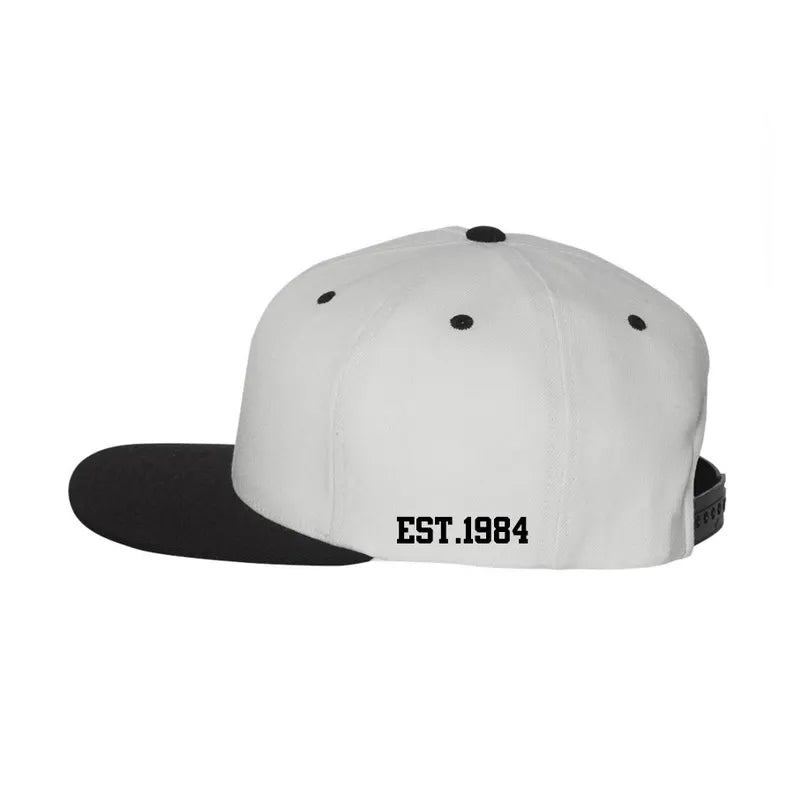 Custom Embroidered Two Tone Snapback Hat: Varsity Font