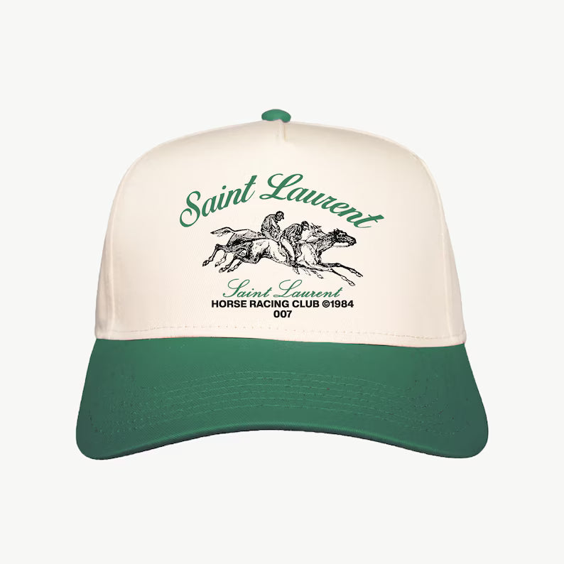 Vintage Saint Laurent Horse Racing Club Cap: Handmade Print