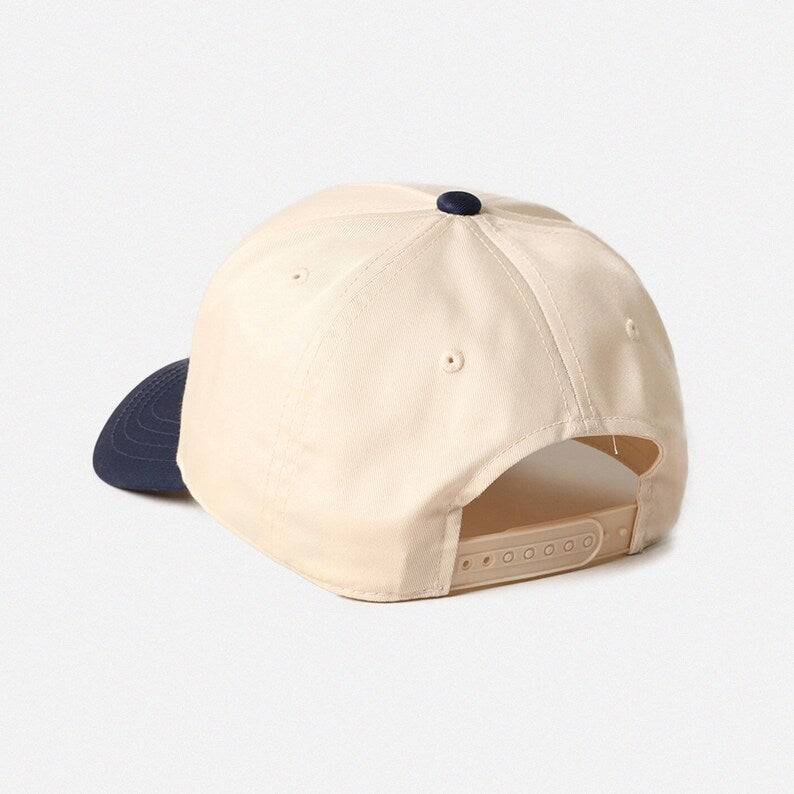Vintage Style Saint Laurent Snapback: Two-Tone Cream & Black, Vinatge style Saints Cap