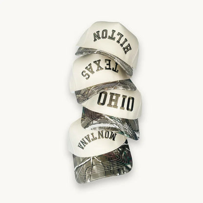 Custom Embroidered Camo Snapback Hat: Personalized Text