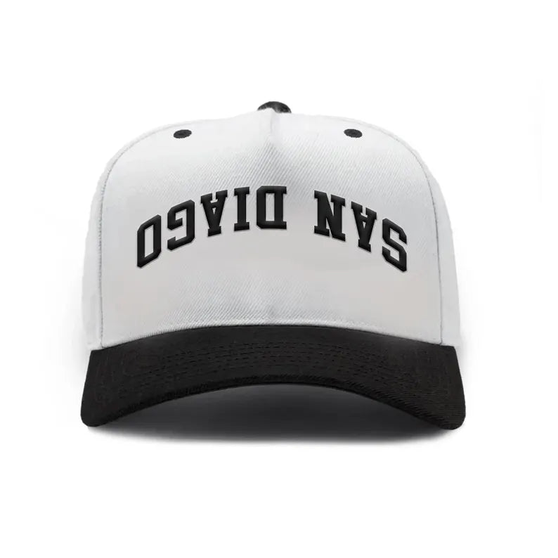 Custom Embroidered Two Tone Snapback Hat: Varsity Font