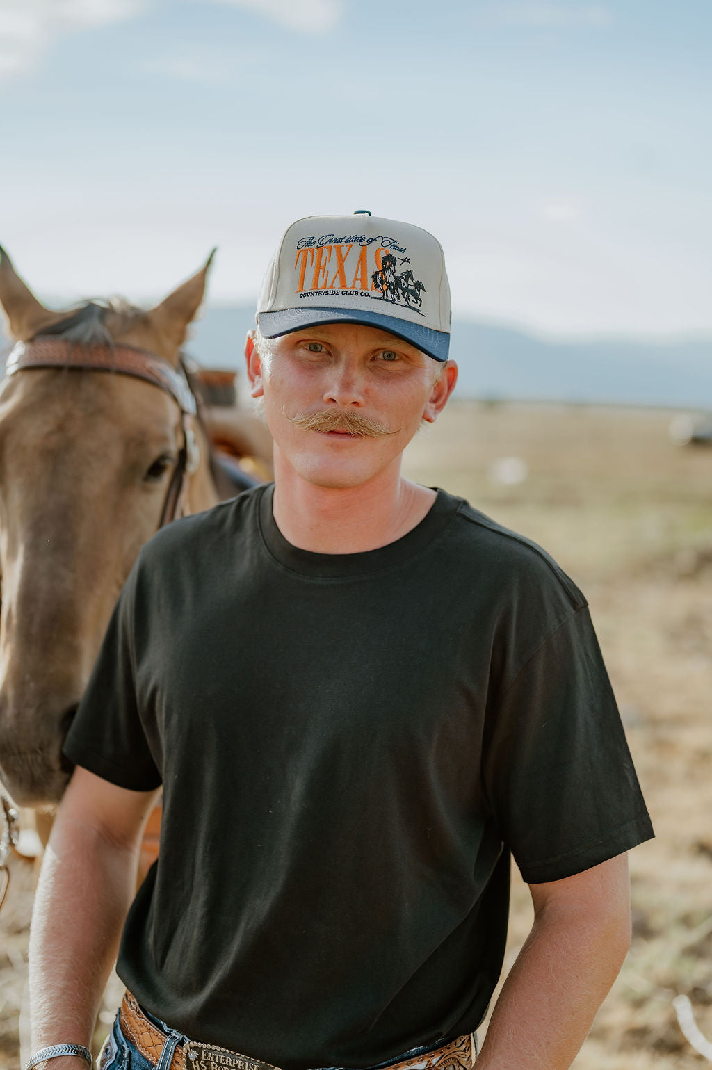 Texas Wild Horses Embroidered Trucker Hat